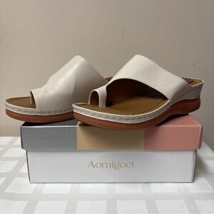 Aomigoct Woman’s Sandals Casual Walking Wedges Apricot In Size 38 - Shoes